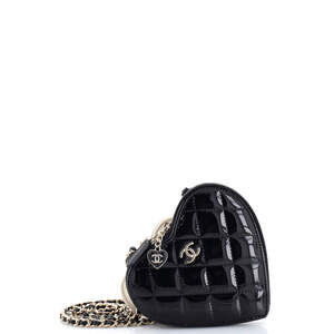 Chanel Double Heart Clutch With Chain #219387C39B